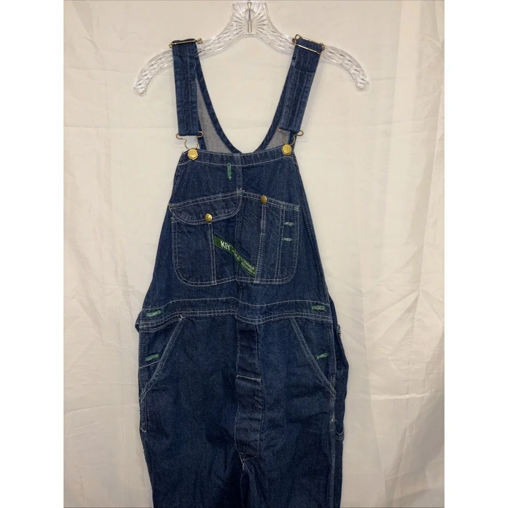 Vintage Key Imperial Overall Aristocrat Denim Bib Workwear Size 36x34 USA Made